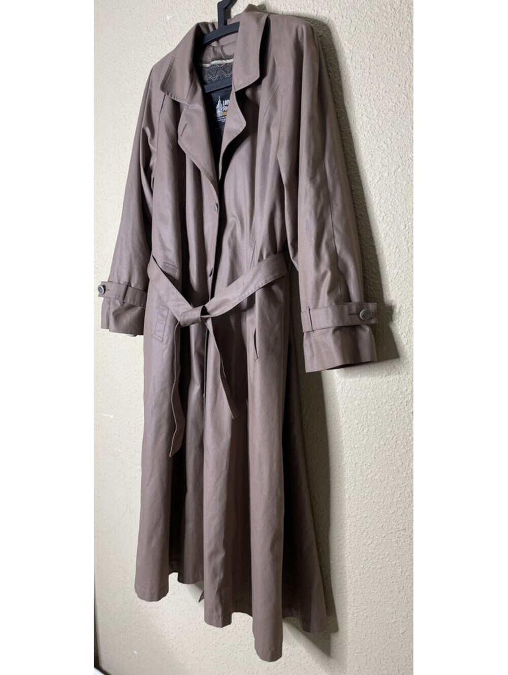 Vintage London Fog Trench Coat USA Made Belted Brown Lined Size 16 R Excellent - Picture 3 of 15